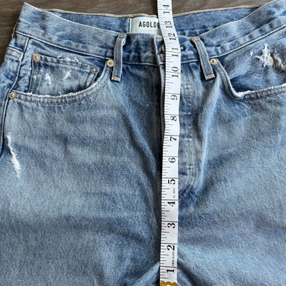 Agolde Light Blue Distressed Straight Leg Jeans - Picture 8 of 14